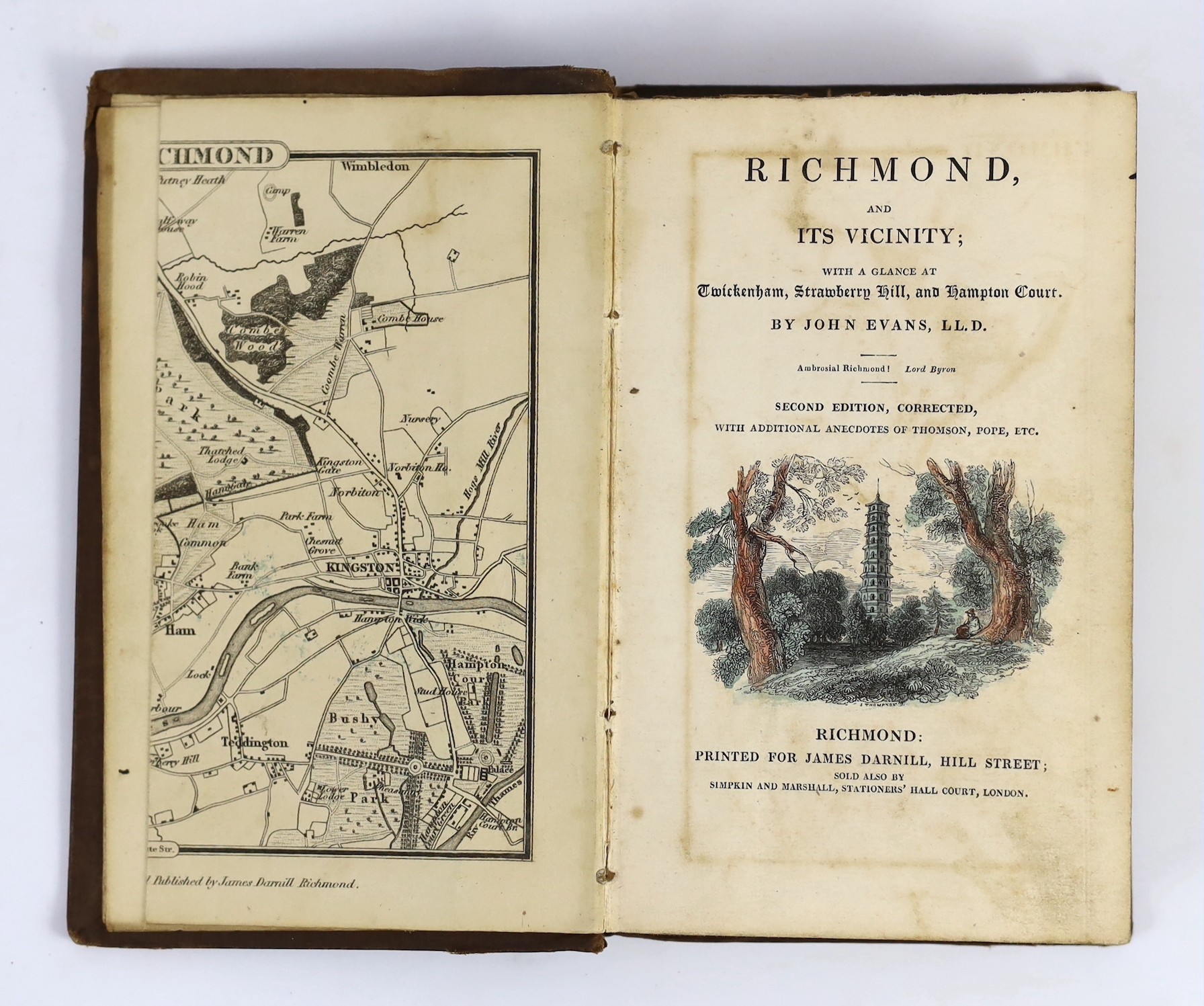 RICHMOND: The Picturesque Pocket Companion to Richmond and Its Vicinity, Hampton Court, etc. pictorial title vignette, frontis. and num. text illus.; rebound gilt cloth, 12mo.